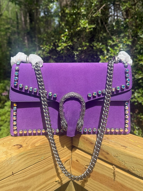 Gucci Handbags - RARE Gucci Dionysus Purple Suede Crystal Chain Purse